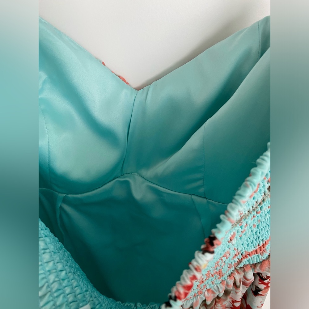 Jessica Simpson Floral Maxi Dress - Aqua and Coral - Picture 6 of 11